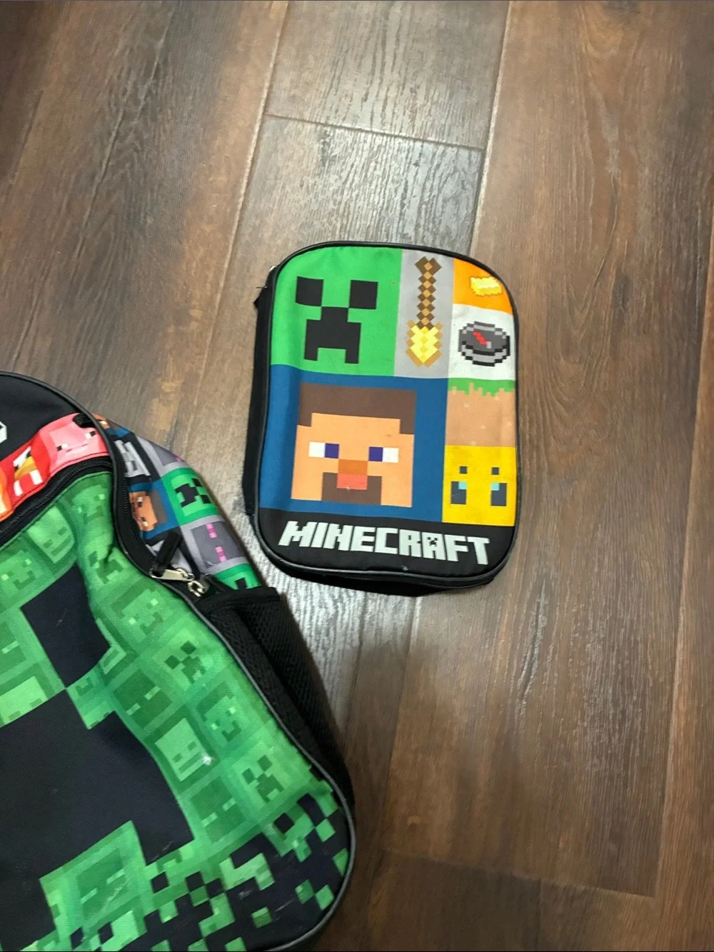 MINECRAFT Green Creeper Backpack and Lunch Bag Set BACK TO SCHOOL